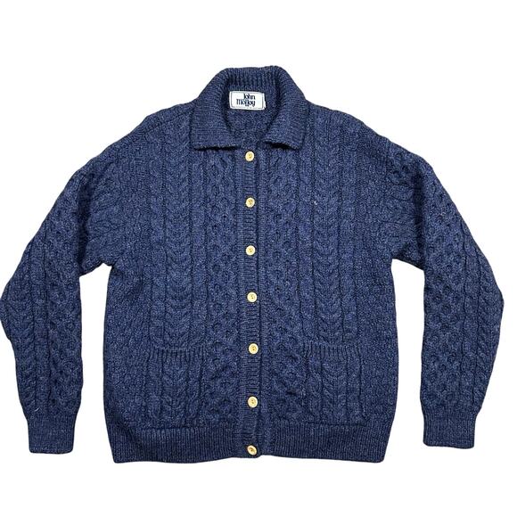 John Molloy Other - Vintage John Molloy Wool Cable Knit Cardigan Sweater Fisherman Sz Large Chunky